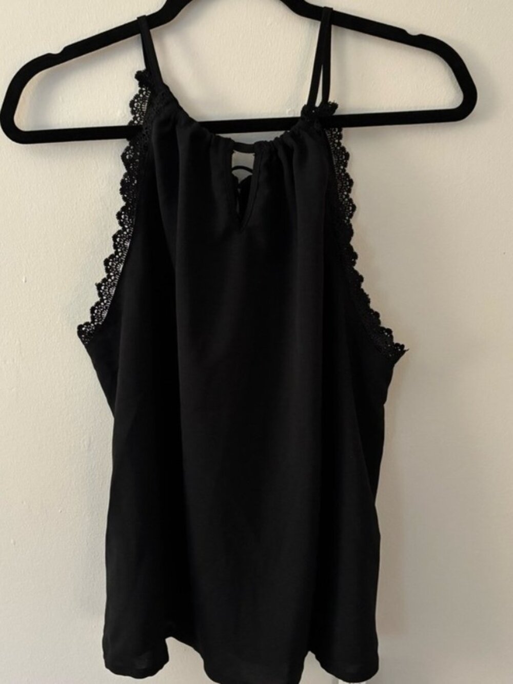 Black Lace Trim Top - Picture 1 of 3